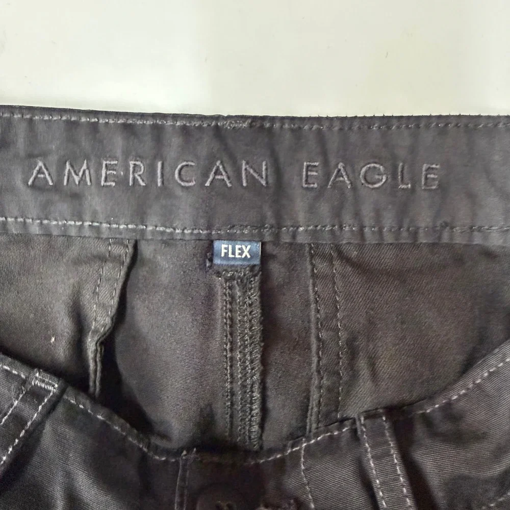 American Eagle Cargo Pants Mens 28x28 Black Flex Relaxed Wide Leg Fits 30x24
